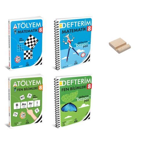 LGS 8. Sınıf Matematik ve Fen Bilimleri Atölyem ve Defterim 4lü Set + Telefon Standı