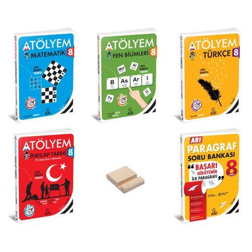 LGS 8. Sınıf Atölyem Matematik Fen Türkçe İnkılap ve Paragraf 5li Set + Telefon Standı