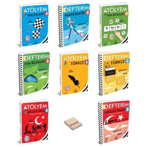 LGS 8. Sınıf Matematik Fen Türkçe ve İnkılap Atölyem - Defterim 8li Set + Telefon Standı