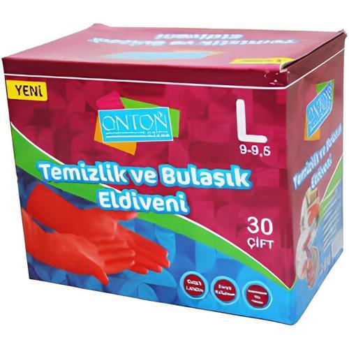 Bulaşık ve Temizlik Eldiveni 30 Çift L Beden (9 - 9,5) Kırmızı Lateks