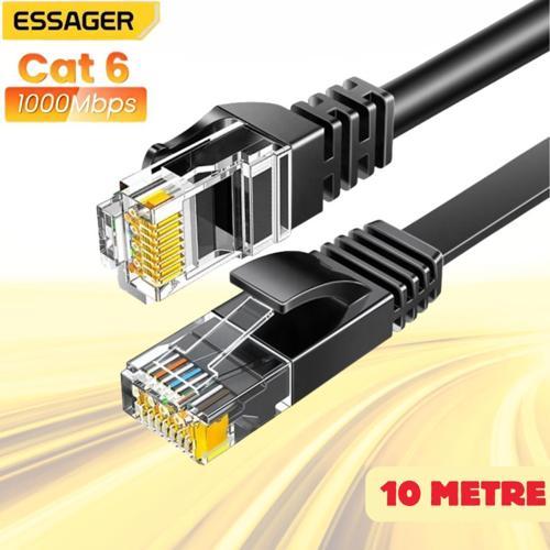 10 Metre 1000Mbps Cat6 Ethernet Kablosu Premium RJ45 Konnektör Altın Kaplama Uçlu İnternet Kablosu