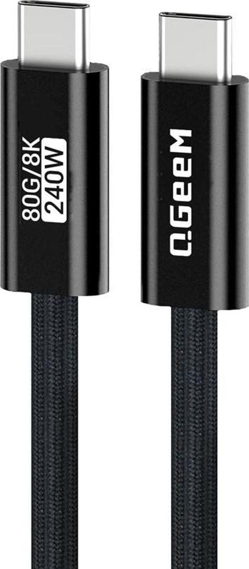 Qg05 Type-C To Type-C Usb5 Pd Data Kablosu Ve Çevirici 240W 80Gbps 8K@60Hz 1.2 Metre Siyah