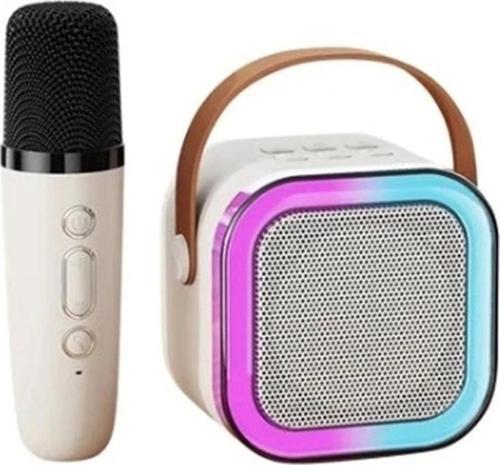 Karaoke Kablosuz Hoparlör Mikrofonlu Rgb Işıklı Bluetooth Speaker Tf Kart/usb Beyaz