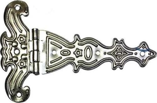 Dekoratif, Sac Tek Kuyruklu Menteşe - 69x102 Mm, Büyük, Nikel, 100 Adet