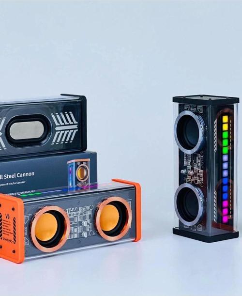 Şeffaf Mecha Müzik Tws Stereo Rgb İşıklı Hoparlör Kablosuz Bluetooth 5.0 Taşınabilir Hoparlör V9