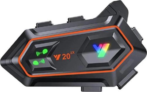 Y20 2x 1000m Telsiz Mesafeli 2 Kişi Bağlantılı Bluetooth Kask Kulaklık Fenerli İntercom
