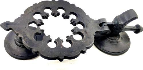 Antika Tarz Dekoratif Pirinç Osmanlı Kapı Tokmağı, Taktak - 265x75mm, Oksit