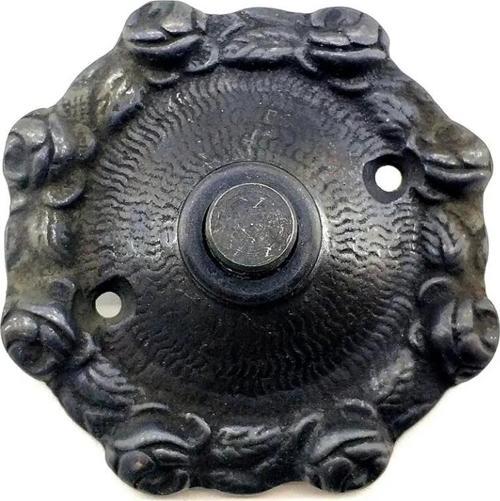 Antika Tarz Dekoratif Pirinç Güllü Kapı Zili - 75mm, Oksit