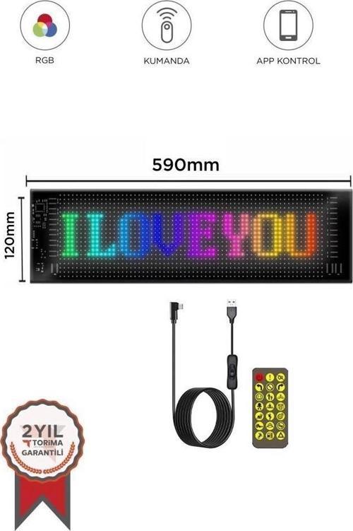 Rp1259 Led Matrix Panel 16x96cm Telefon Kontrollü Kayar Led Animasyon Aydınlatma