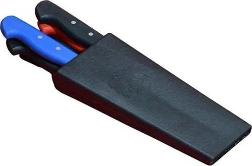 Plastik Bıçak Kütüklüğü 4 Lü - Kırmızı, Plastik, Kemerlikli Bıçak Çanta