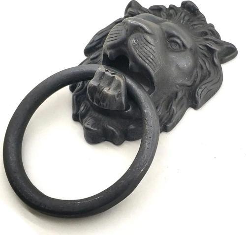 Antika Tarz Dekoratif Pirinç  Kapı Tokmağı, Taktak - 102x130 Mm, Oksit