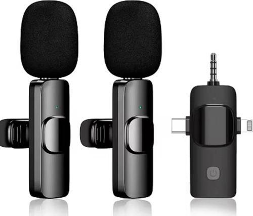 Yüksek Kalite Profesyonel 3 In 1 Kablosuz Taşınabilir Yaka Mikrofonu Youtube Facebook Tiktok