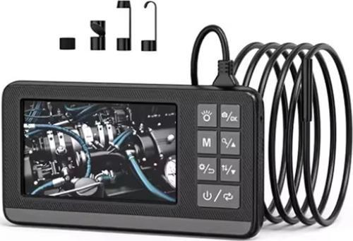 Ekranlı Çift Kameralı 10 Mt Sert Kablo Endoskop Kamera 8 Mm 4.3 Inc Hafıza Kart Destekli