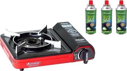 Tekli Portatif Kamp Ocak Gaz Stop Emniyetli + 3 Adet 227 Kartuş