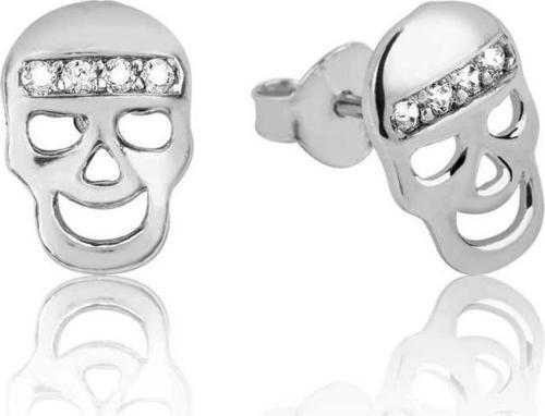 Gümüş Kuru Kafa Çivili Küpe