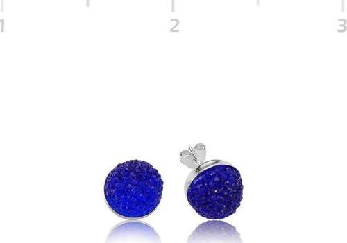 Gümüş Kristal Mavi Çivili Küpe