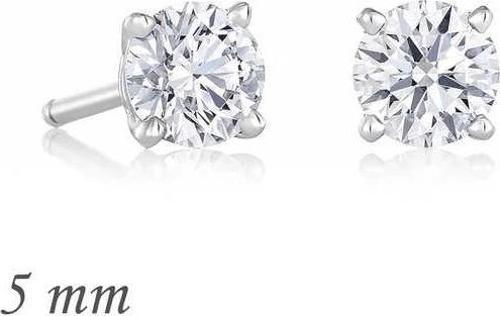 Gümüş Yuvarlak Tek Taş Zirkon Küpe - 5 Mm