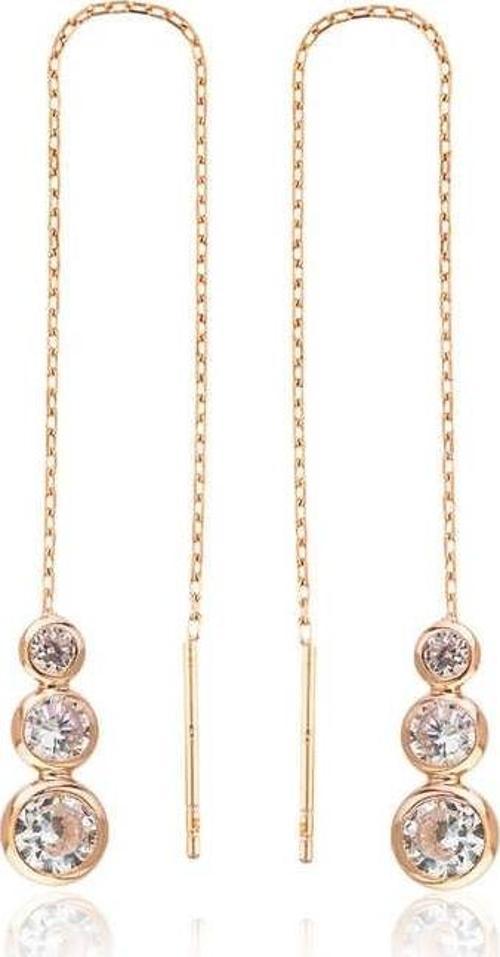 Gümüş Beyaz Taşlı Zincirli Küpe