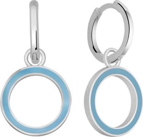 Gümüş Fosforlu Mavi Oval Küpe