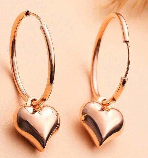 Gümüş Rose Kalp Sallantılı Kadın Küpe