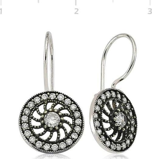 Gümüş Taşlı Sallantılı Çiçek Küpe