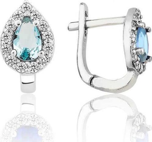 Gümüş Turkuaz Taşlı Damla J Kadın Küpe