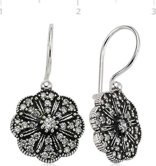 Gümüş Sallantılı Çiçek Küpe