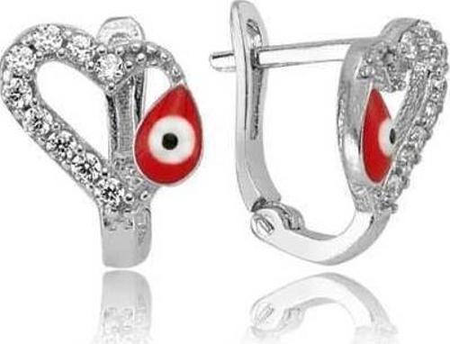 Gümüş Kırmızı Kalpli Çocuk Küpesi