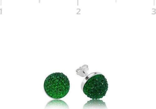 Gümüş Yeşil Kristal Çivili Küpe