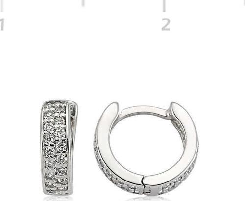 Gümüş Taşlı Halka Küpe