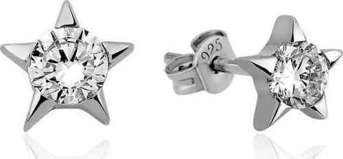 Gümüş Tek Taşlı Yıldız Çivili Bayan Küpe