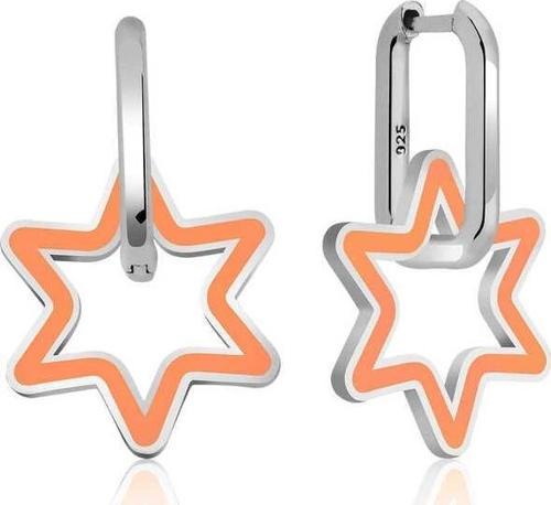 Gümüş Fosforlu Turuncu Yıldız Küpe