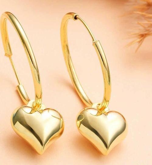 Gümüş Gold Kalp Sallantılı Kadın Küpe