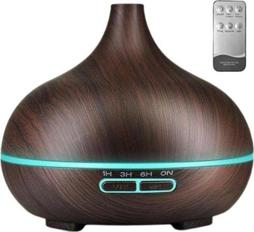 H2O Kumandalı Hava Nemlendirici Difüzör 550 ML Koyu Ahşap