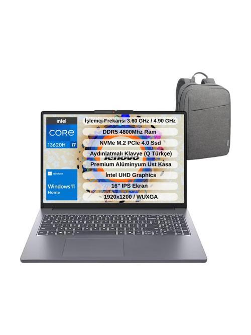 IP Slim 3 Intel Core I7 13620H 24GB 1TB SSD 16" Wuxga IPS Win11 Taşınabilir Bilgisayar 83K2001WTR - Lenovo Çanta WZ5