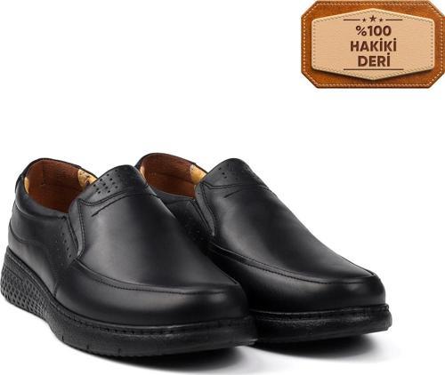 Erkek Siyah Hakiki Deri Ayakkabı, Ortopedik Taban Loafer Ayakkabı Yumuşak Mevsimlik Kışlık Günlük Casual Ayakkabı