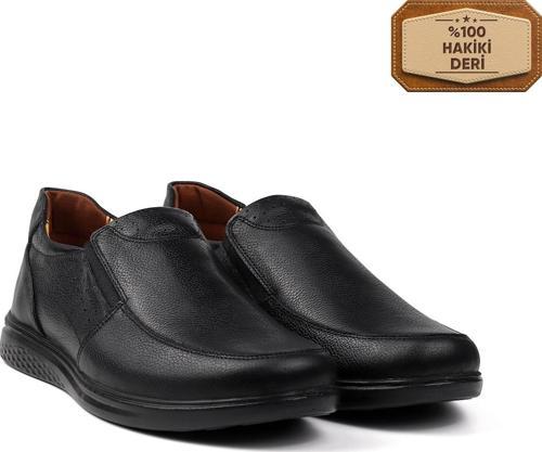 Erkek Siyah Hakiki Deri Ayakkabı, Ortopedik Taban Loafer Ayakkabı Günlük Casual Ayakkabı