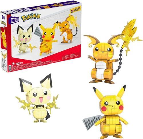 Kız Erkek Çocuk Oyuncak GYH06 MEGA Pokemon - Pikachu Dönüşüm 3lüsü 621 parça Kız Erkek Çocuk Eğitici Eği