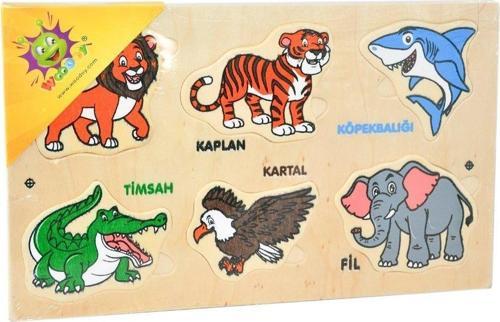 Kız Erkek Çocuk Oyuncak 111 Woodoy Yapboz Vahşi Hayvanlar Kız Erkek Çocuk Eğitici