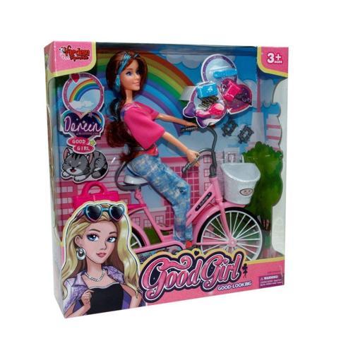 Eğitici Oyuncak WG-66760 Kutulu 29cm Akesuarlı Bisikletli Bebek Kız Erkek Çocuk Eğitici Eğitici 