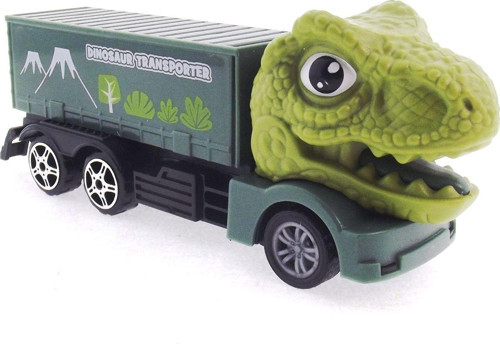 Eğlenceli Oyuncak Sürtmeli T-Rex Kafalı Mini Konteynır Tır Kız Erkek Çocuk Eğitici
