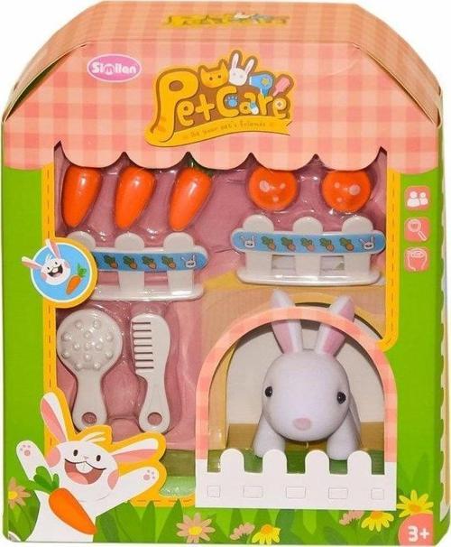 Kız Erkek Çocuk Oyuncak Evcil Hayvan Bakım Seti Tavşanlı Kız Erkek Çocuk Eğitici