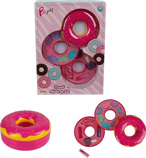 Öğretici Oyuncak Donut Şekilli 2 Katlı Makyaj Güzellik Seti Kız Erkek Çocuk Eğitici Eğitici Oyunc