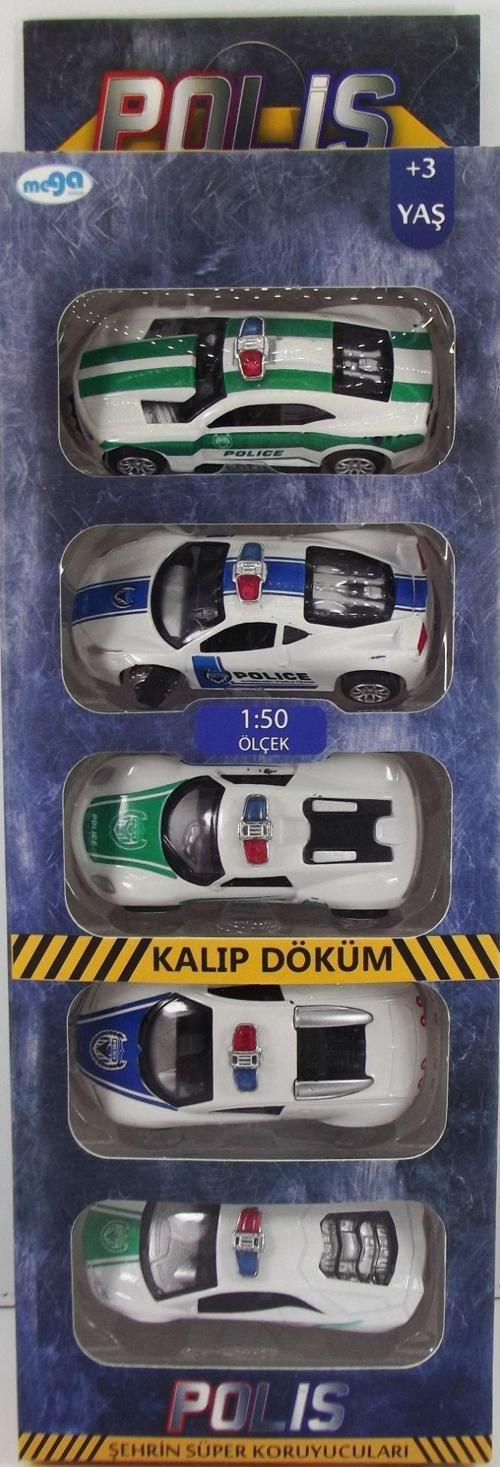 Eğitici Oyuncak Sürtmeli Die Cast 5'Li Metal Polis Araçları Kız Erkek Çocuk Eğitici Eğitici Oyun