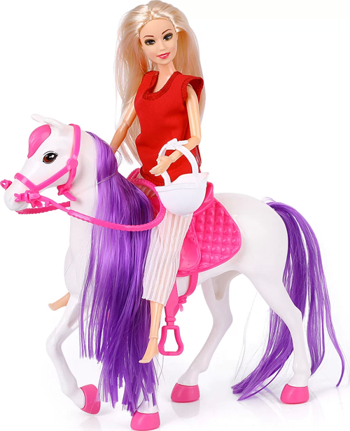 Eğitici Oyuncak Jasmine Atlı Bebek Beyaz-Pembe Kız Erkek Çocuk Eğitici