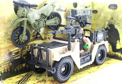 Eğlenceli Oyuncak Combat Force Figür, Motor ve Jeep Kız Erkek Çocuk Eğitici