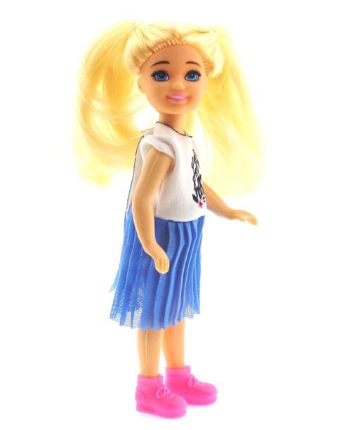 Eğlenceli Oyuncak Baonier Mavi Etekli 14cm Sarışın Tekli Kız Bebek Kız Erkek Çocuk Eğitici Eğitici