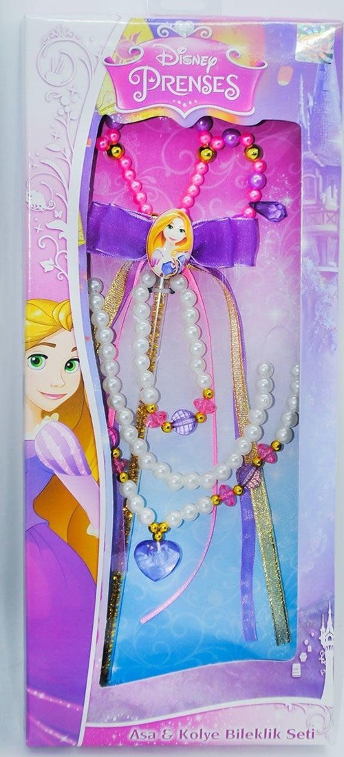 Kız Erkek Çocuk Oyuncak Disney Rapunzel Asa-Kolye-Bileklik Seti Kız Erkek Çocuk Eğiticil