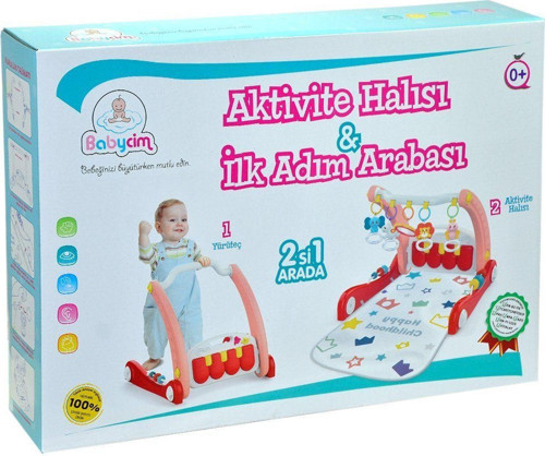 Öğretici Oyuncak E0634 Aktivite Halısı&İlk Adım Arabası -Pembe ,Birlik Kız Erkek Çocuk Eğitici Eğ