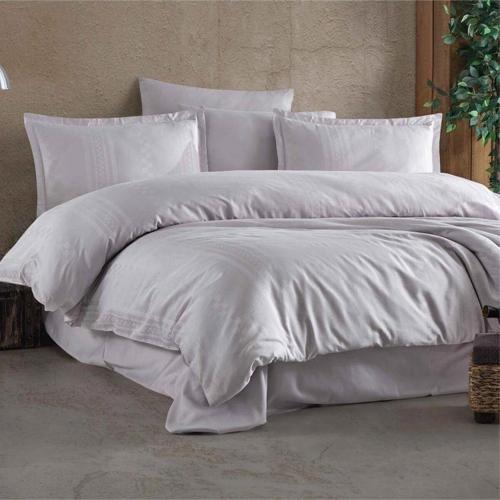 %100 Pamuk Saten Çift Kişilik Nevresim Takımı Capital V2 Gri